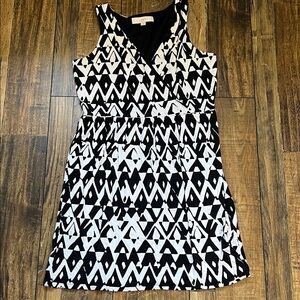 LOFT Black and White Geometric Dress